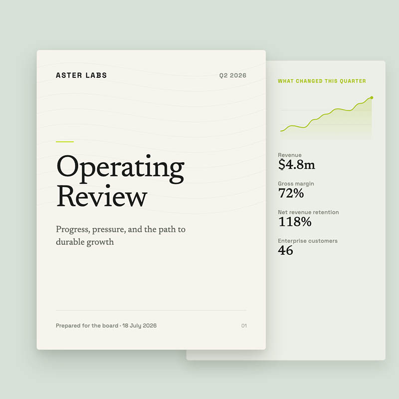 An operating review report with growth metrics