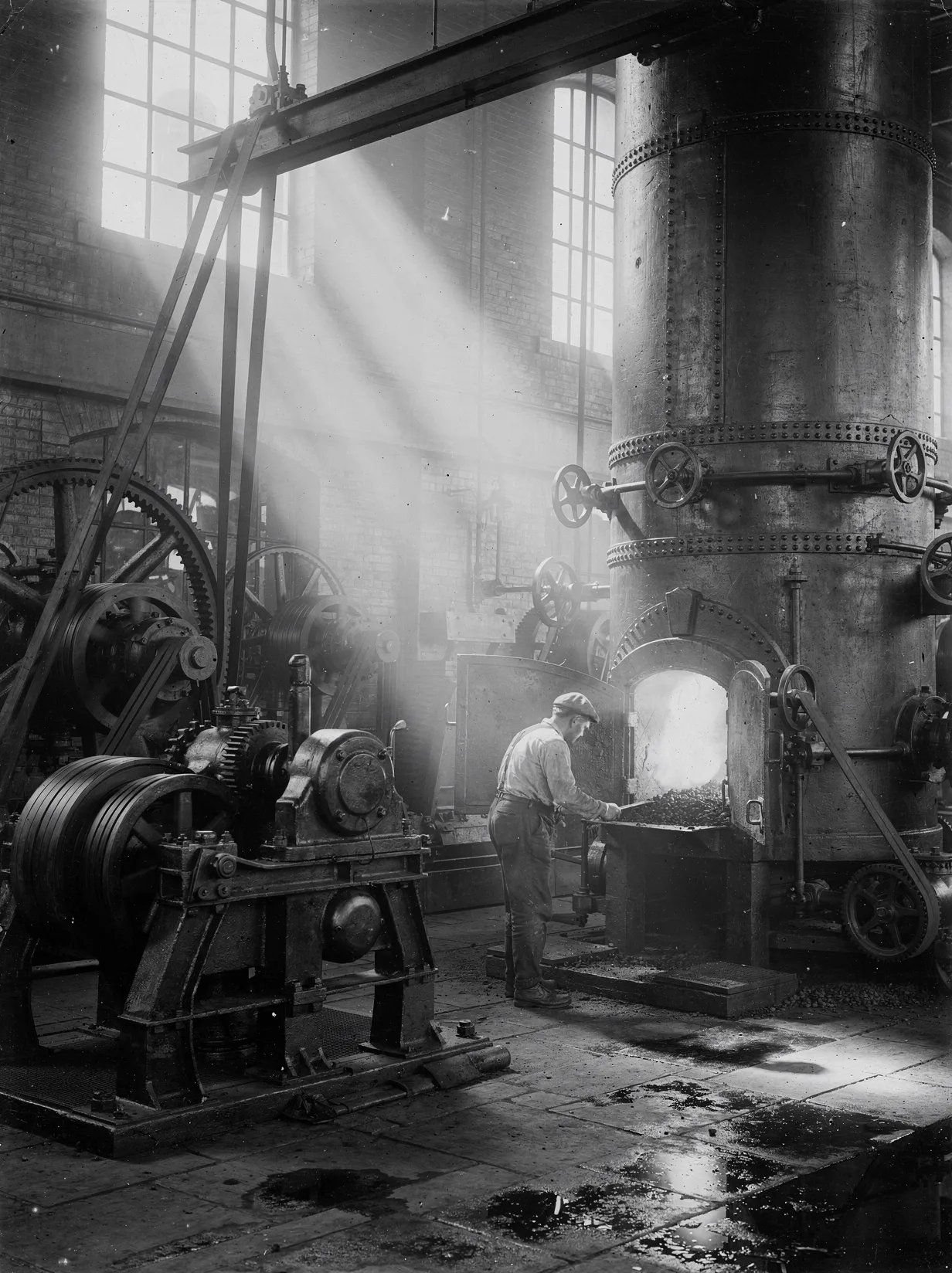 A power plant engine room, circa 1880s